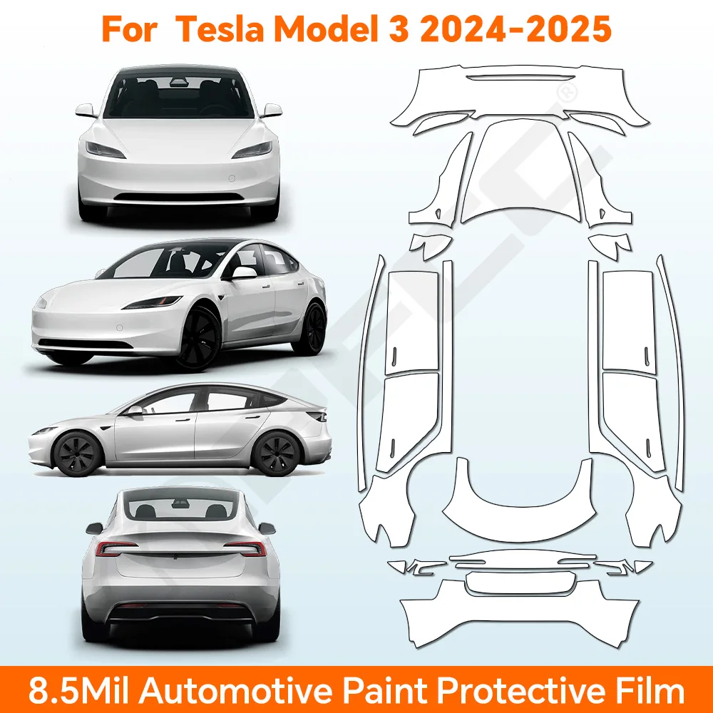 

PPF Paint Protection Film for Model 3 Highland 2024 8.5thick Pre-Cut Car Clear TPU PPF Kit Transparent Sticker Auto Decal