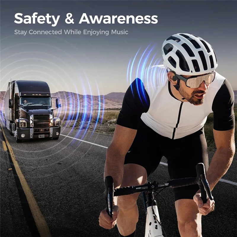 Headphone Olahraga Telinga Terbuka Headphone Bluetooth Nirkabel Konduksi Tulang dengan Peningkatan Mikrofon Earphone Tahan Air-TCES