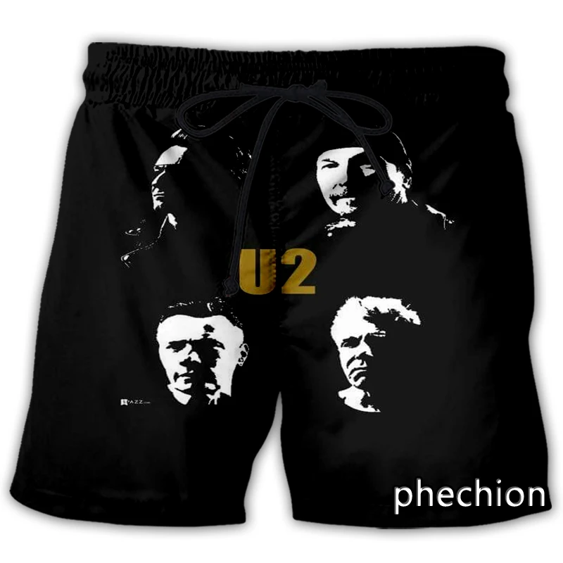 phechion New Fashion Men/Women U2 Band 3D Printed Casual Shorts Streetwear Men Loose Sporting Shorts L135