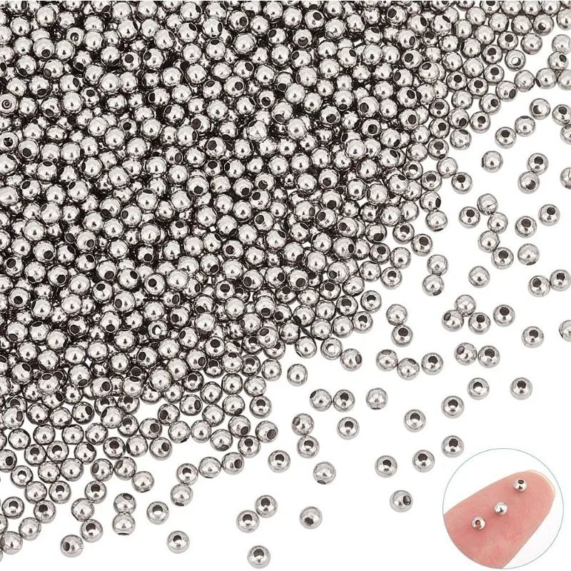 

About 2000pcs 3mm Tiny Round Loose Beads Stainless Steel Metal Beads 1mm Hole Metal Beads Spacers Finding for DIY Jewelry