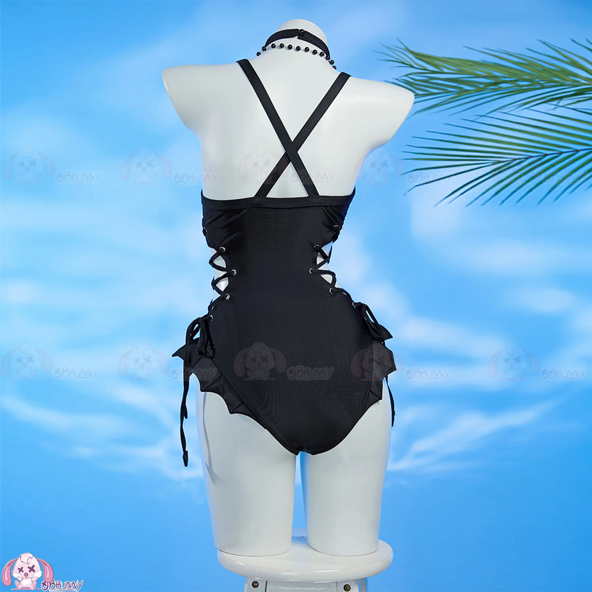 Misa Women Cosplay Costumes Swimsuit Black Bat One Piece Swimsuit Punk Gothic Vintage Cross Lace-up Retro Dark Swimwear 2026