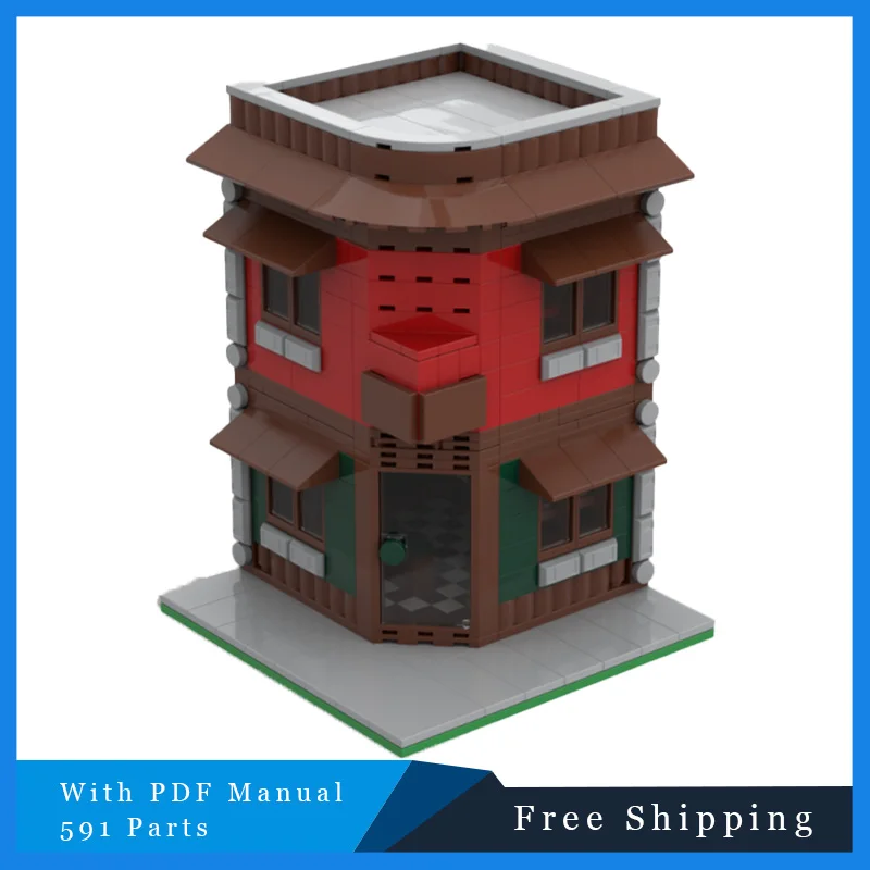 Creativo Two Story Shop Casa Building Block Modello in mattoni Street View Compatibile 591 Giocattoli educativi per bambini Regali di compleanno
