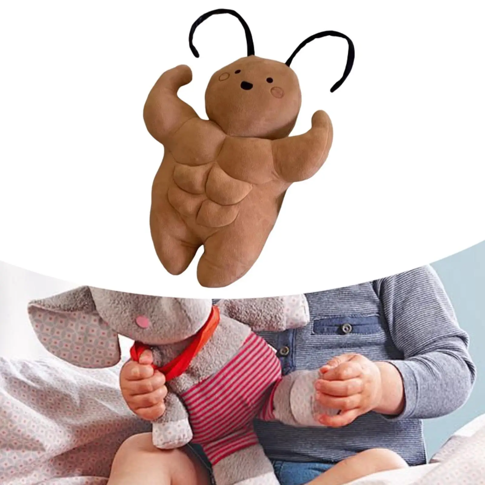 Cute Muscle Cockroach Plushie Toy for Girls Boys Age 3 Plus Funny Home Car Decor Soft Stuffed Animal Doll Gift