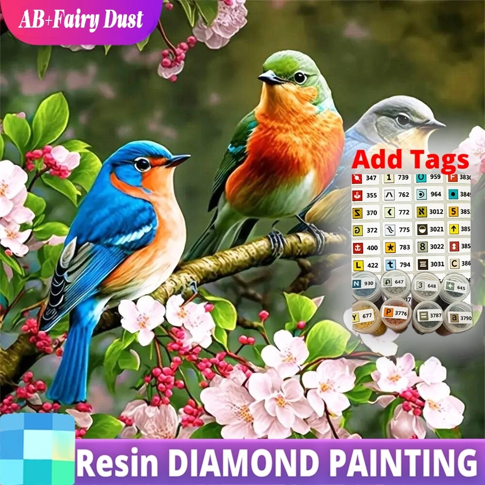 

Resin AB Fairy Dust Diamond Painting Bird Animal Picture Of Rhinestones Cartoon Mosaic Flower DIY Acrylic Craft Supplies Child H