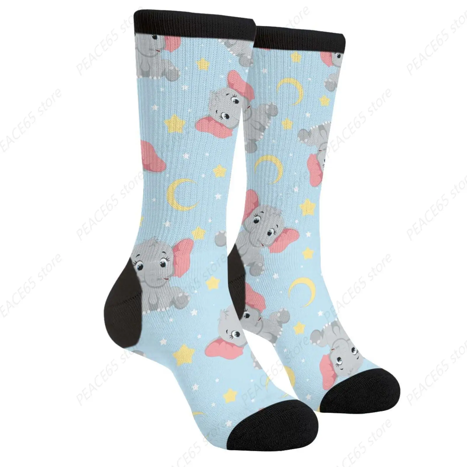 Cute Baby Elephant Unisex Novelty Crew Socks Casual Funny Crazy Dress Socks All Seasons