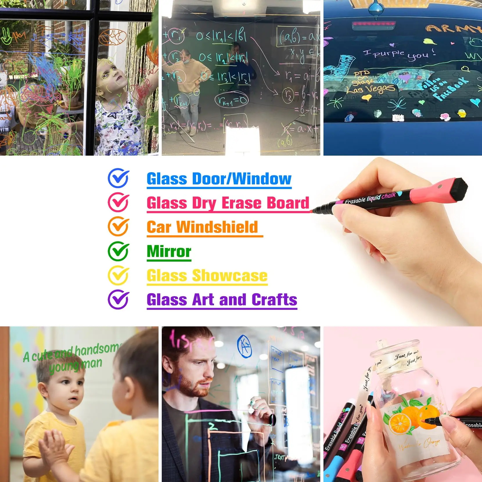 8 Colors Liquid Chalk Colorful Paint Markers Pen Acrylic Calendar Clear Glass Whiteboard Writing Pens