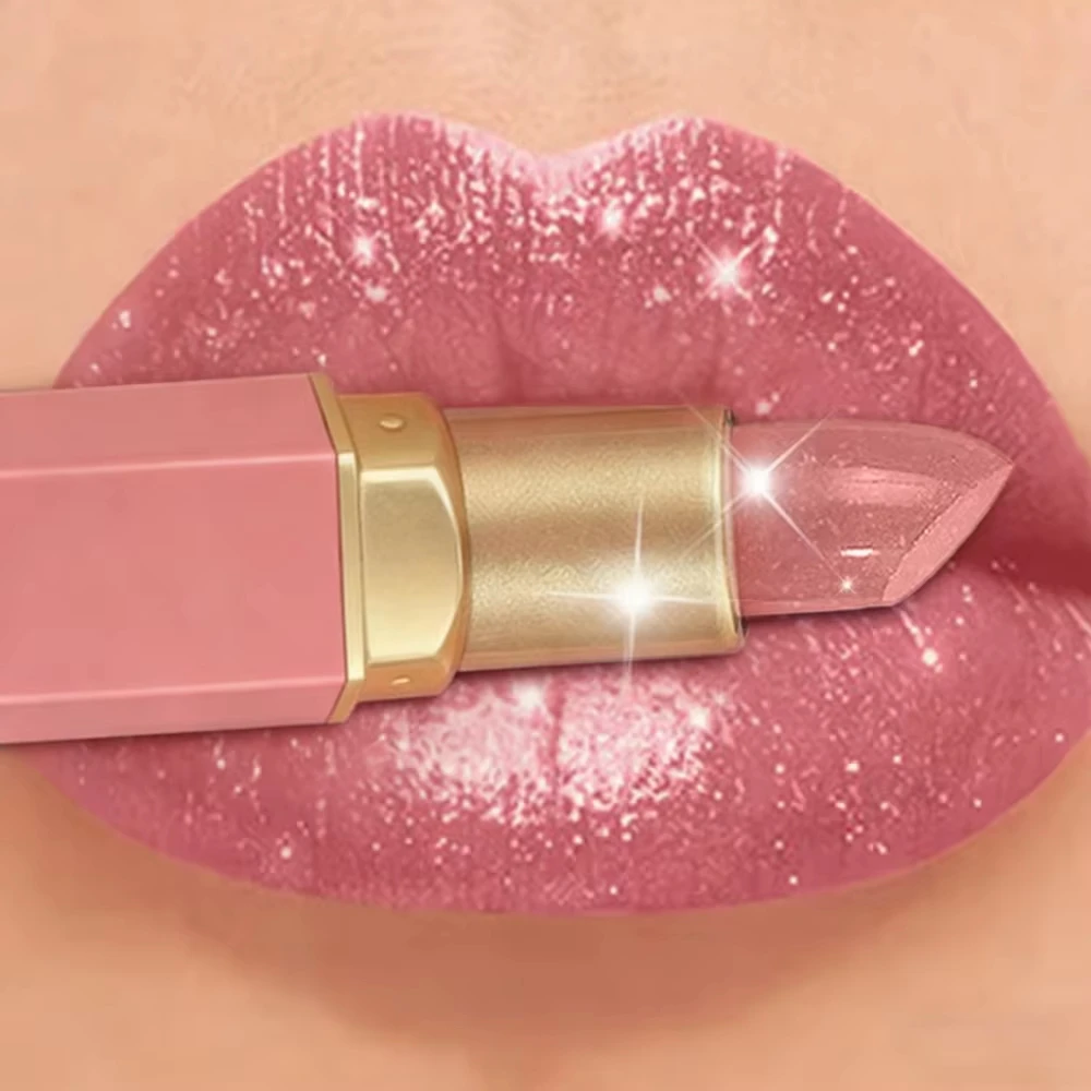 6 Colors Hydrating Glitter Pink Lipstick Glossy Shimmer Lip Stick Long Wear Non Dry Smooth Lip Color Natural Daily Lip Makeup