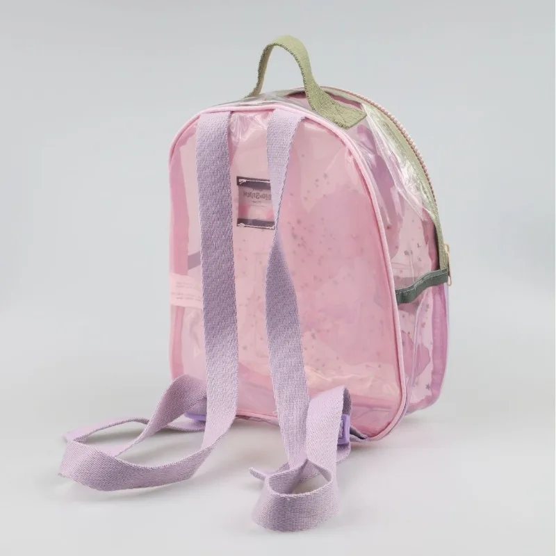 ديزني 2025 جديد الكرتون لطيف حقيبة أطفال صبي وفتاة DiStilt العناق ليتل الذهبي الترتر حقيبة ظهر شفافة