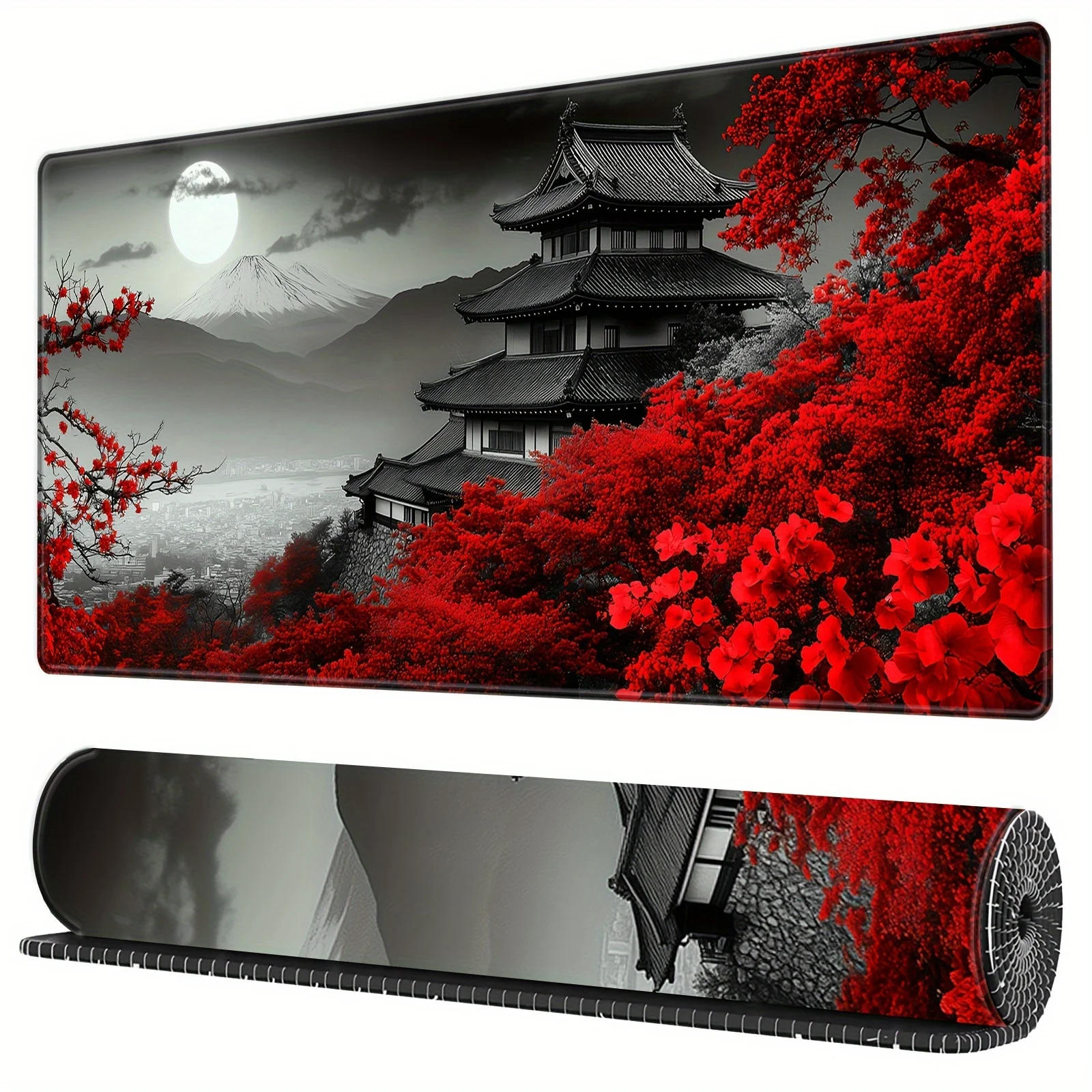 Japanese-style XXL Riverside Full Moon table mat non-slip rubber base gaming mousepad Office and home decor desktop mousepad