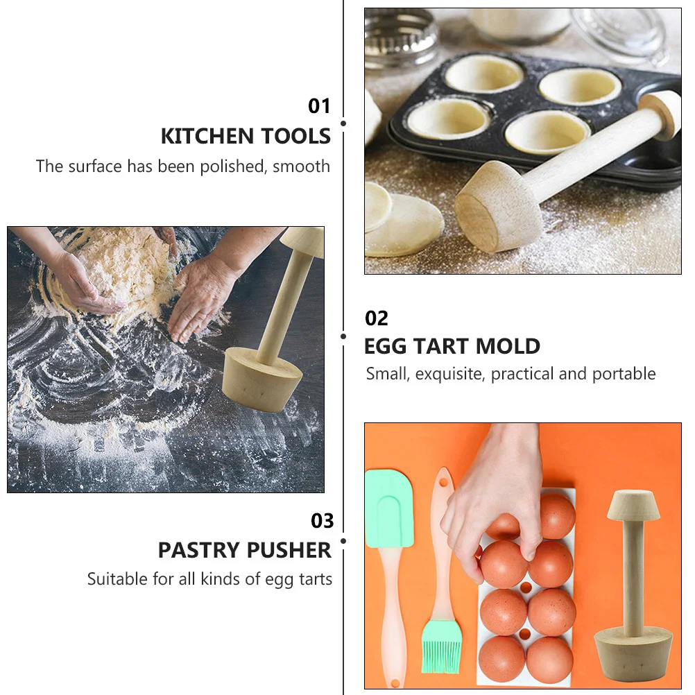

1Set Wooden Egg Tart Mold Double Side Tart Tamper for Baking Tool Pastry Pusher Kitchen Tools Lovely Tarts Making