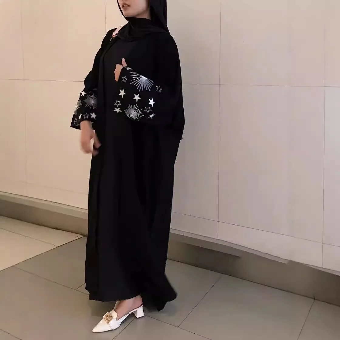 

2025 Luxury Women's High Quality Traditional Abaya Maxi Front Open Embroidered Kimono Ethnic Islamic Fashion Stylish Sleeves