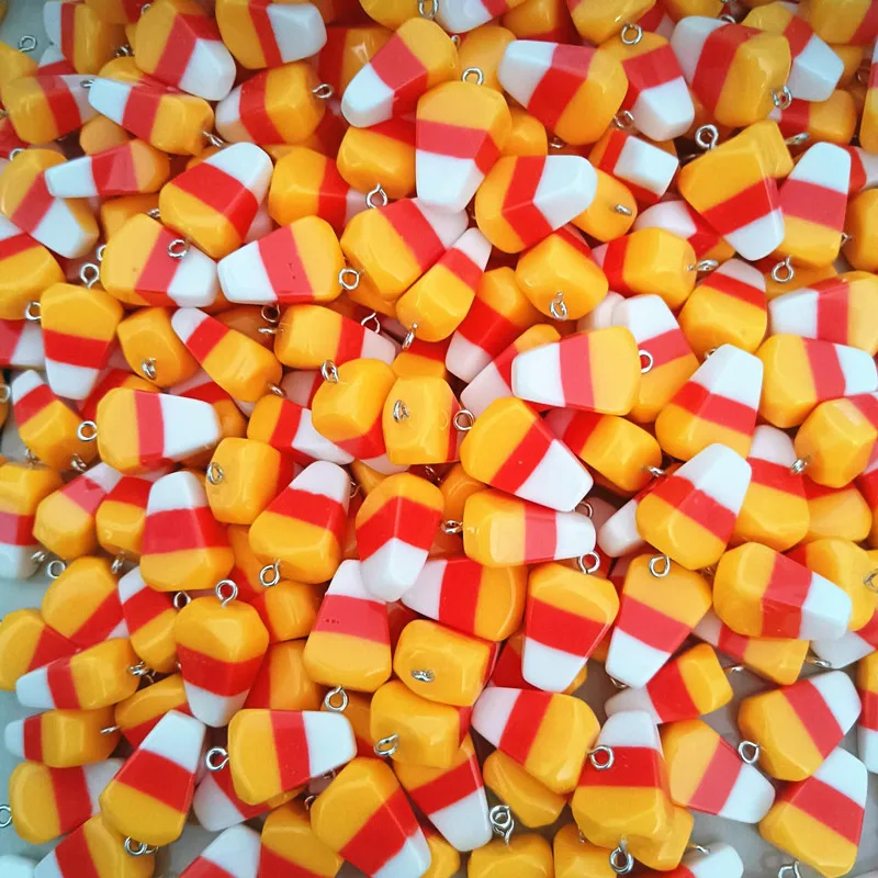 10Pcs  Resin Candy Corn charms Halloween faux corn Pendant for Jewelry Making DIY Craft Wreath Decorations Ornament