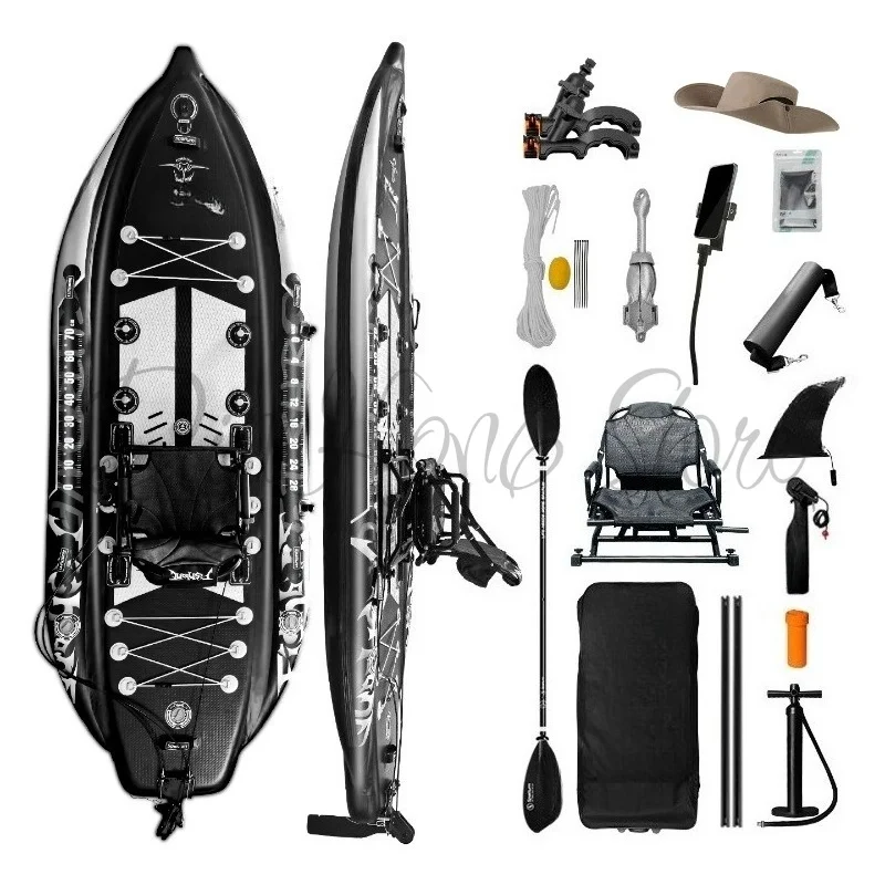 Inflatable 2 Person Multi-Air Chambers Inflatable Fishing Kayak Safe Leak-Proof for Long-Distance Sea Fishing Adventures - view 2