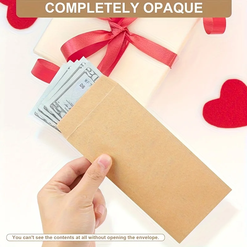 Kraft Paper Cash Envelopes Small Size 6.5 x 3.2 Inch Self Adhesive Money Storage Envelopes For Cash Coins Check Budget Organizer