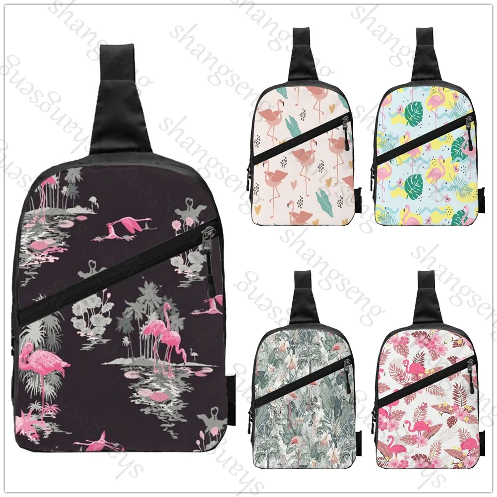 Funny Flamingo Printed Pattern Men front bag Mobile bags Passport Travel Outdoor casual Messenger bag Crossbody bag backpack