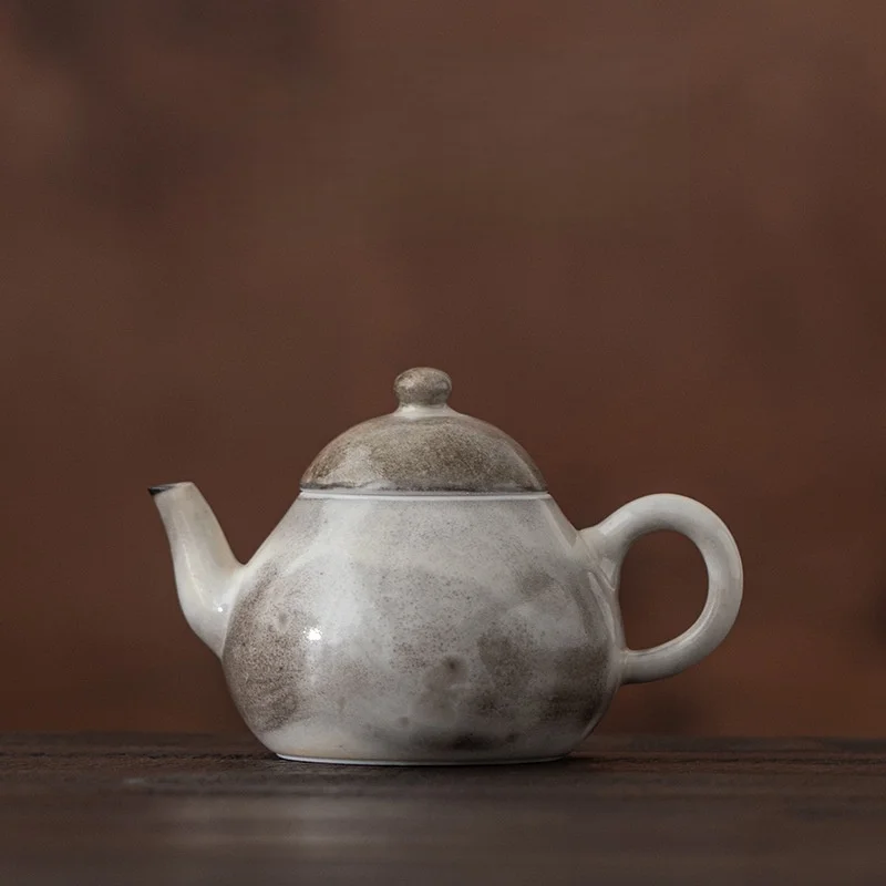 100ml Vintage Tea Pot Ink And Wash Zhi Ye Wood-fired Porcelain Teapot Handmade Pot Brewing Tea Maker  Ceremony