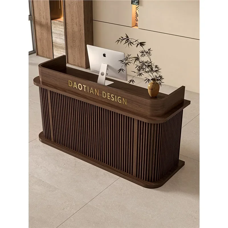 Chinese Retro Painted Reception Desk Small Checkout Counter for Catering Shop B&B Front Office Table