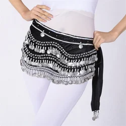 Adult Tassel Sparkly Coins Belly Dance Hip Scarf Women Party Stage Mini Skirt Wrap Towel Rave Belt Waist Chain Dancewear Costume