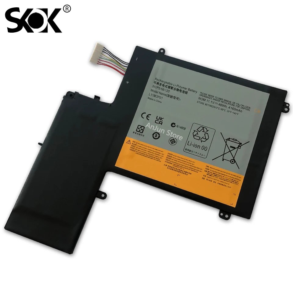 Imagem -04 - Bateria do Portátil para Lenovo Ideapad U310 Series L11m3p01 L11m3p01 3icp5 56 120 Recarregável Idea-pad U310 Baterias Ultrabook