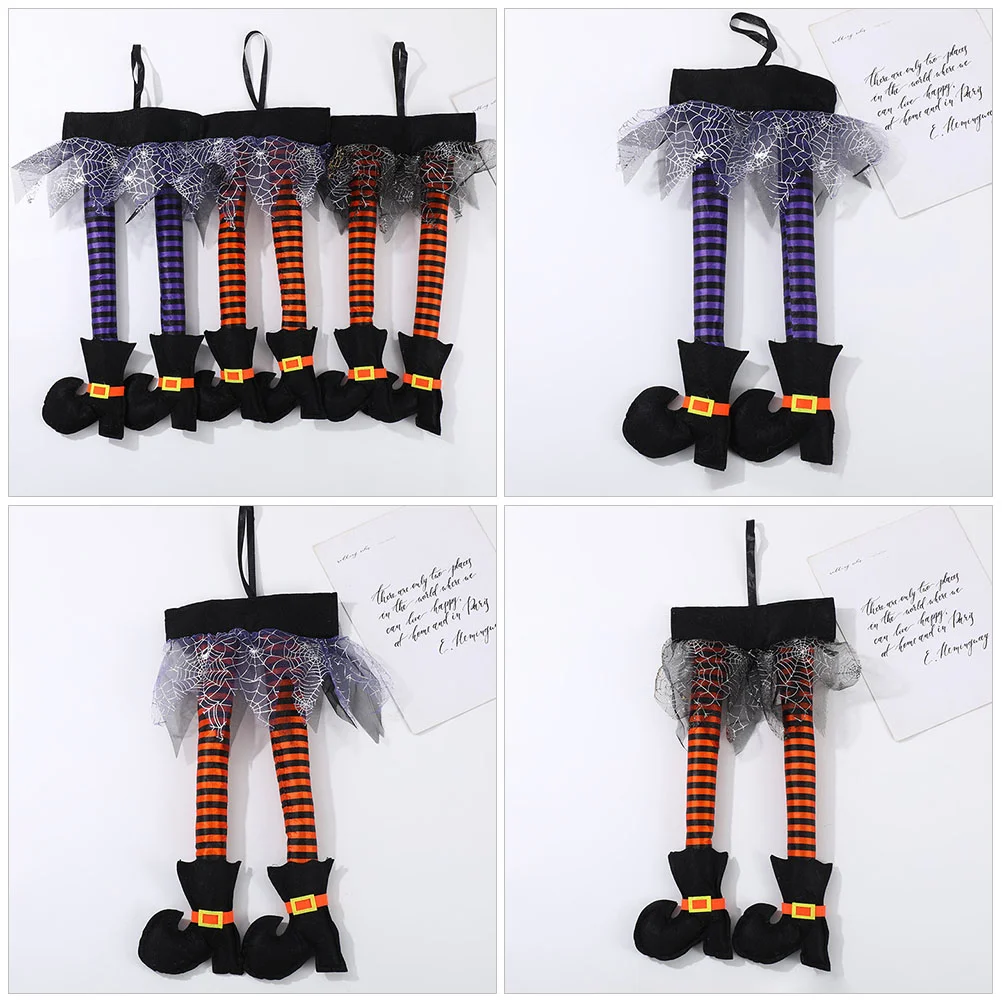 3 Pcs Witches Legs Halloween Wreaths Ornament Clothes Rack Home Decoration Coat Hanger Hanging for Crafts