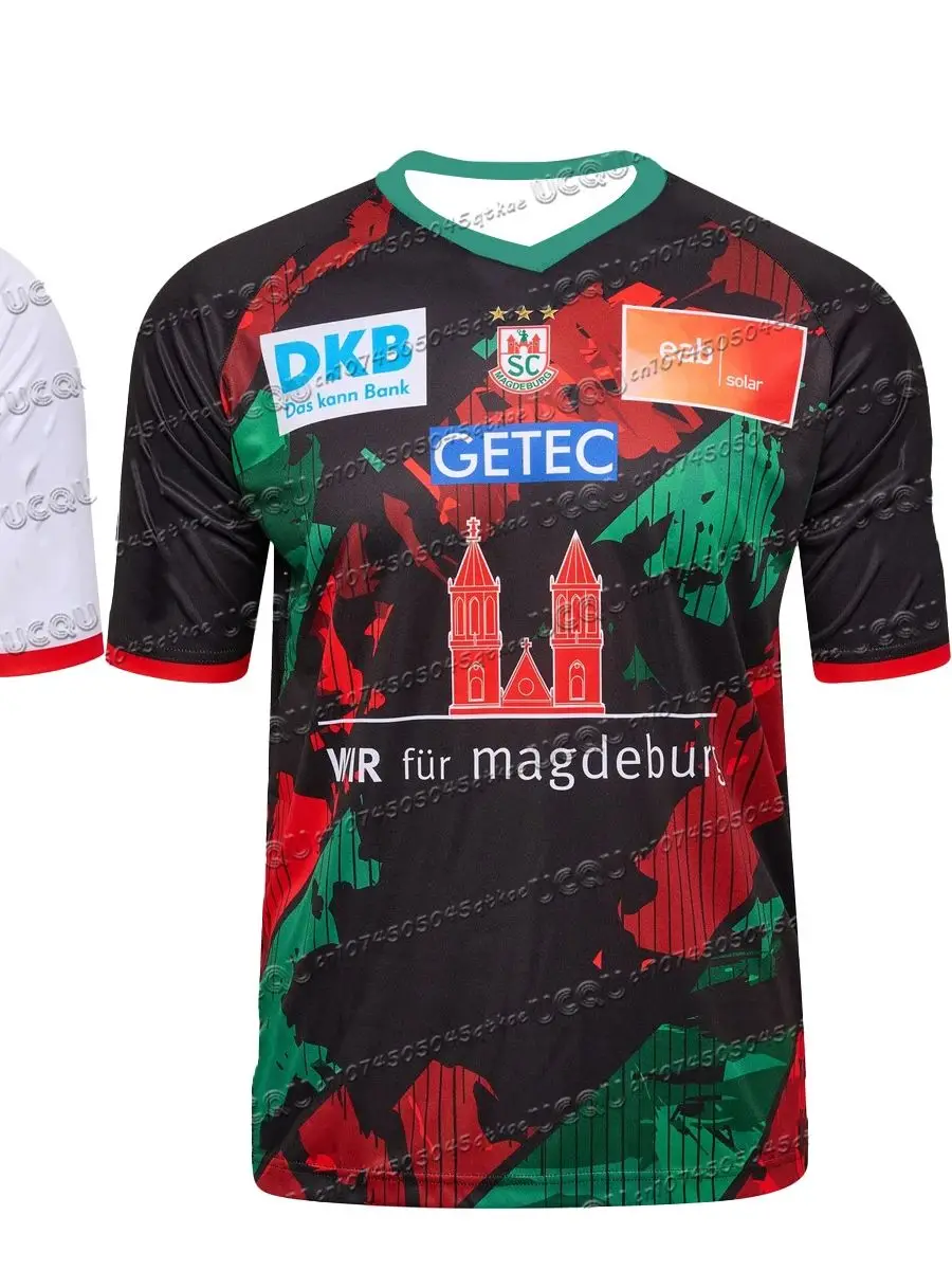 24-25 رجل SC Magdeburg كرة اليد قميص ملابس رياضية المتضخم التدريب كرة اليد موحدة تنفس للجنسين جيرسي المحملة رداء علوي غير رسمي