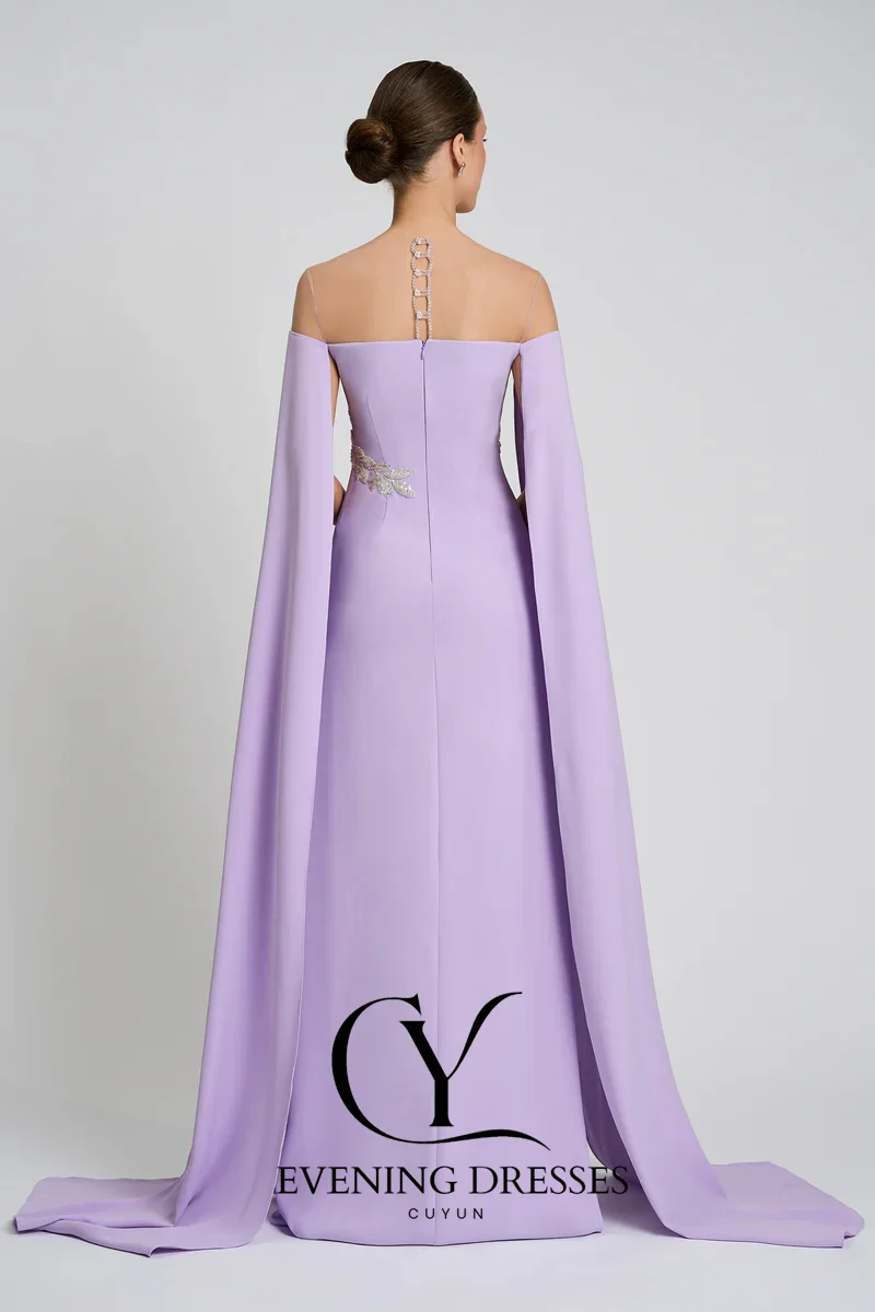 CUYUN лавандовые вечерние платья женские с цветочной аппликацией элегантное длинное платье для выпускного вечера на заказ скромное вечернее платье для торжественного мероприятия