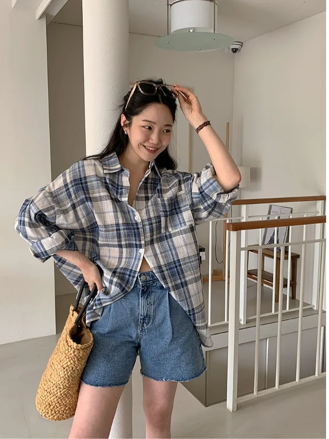 Loose Women's Striped Sun Protection Shirt Casual Style Spring Summer Loose Fit Slimming Simple Design Versatile Top