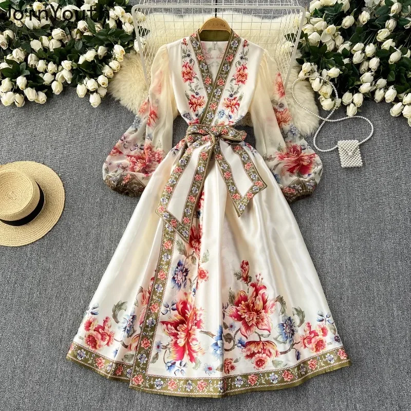 Floral Summer Dress Women Slim Waist Bandage Temperament Robe Femme 2024 Vestidos De Mujer Vintage Elegant Maxi Dresses 27w921