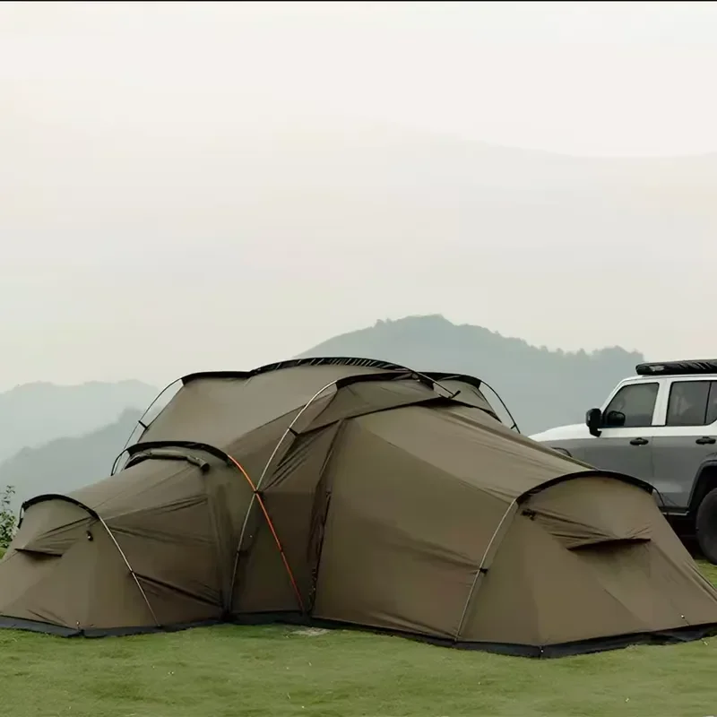 Outdoor Safe House Professional Camping Tent Self-Standing 2/4/6 Person Tunnel Tent with Two Bedrooms and One Living Room