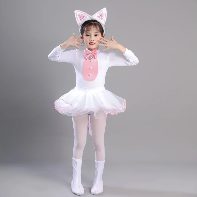 

Girls Long Sleeve Cat Contemporary Dance Costume Kids Modern Jazz Dance Wear for Children