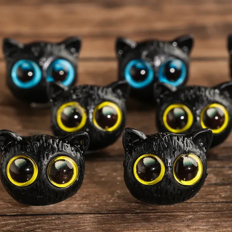 Perles de tête de chat 3D pour bricolage, bracelet fait main, collier, dessin animé, grands yeux, théâtre, outils conseillers, bijoux, accessoires exécutifs, 10 pièces