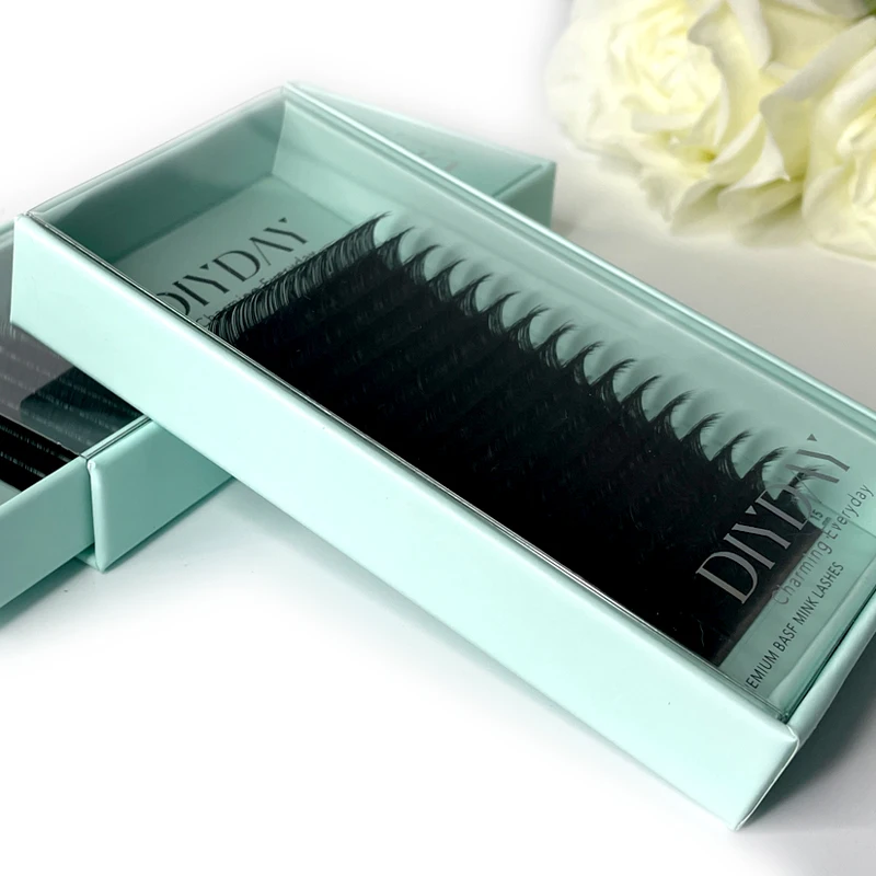 DIYDAY 16 filas de pestañas clásicas individuales, postizas naturales de mink, curvatura B C CC D DD, suministros para extensión de pestañas 3