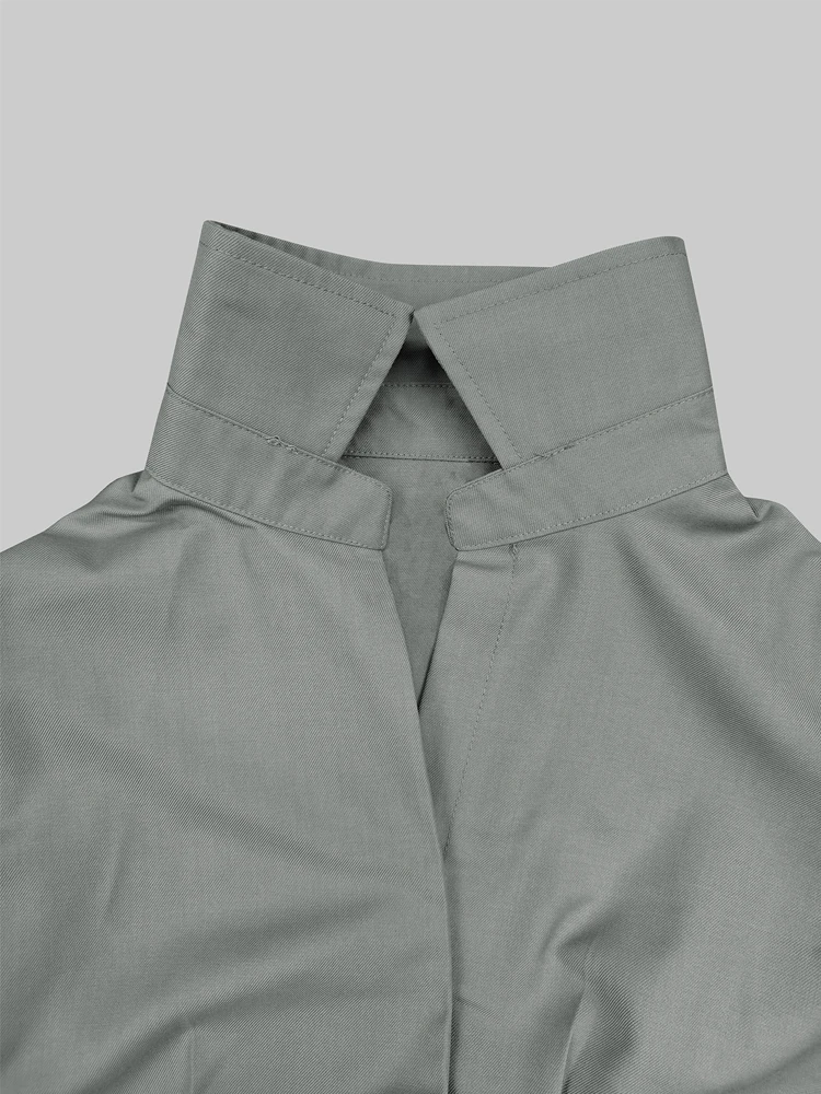 النمط البريطاني رمادي القفز الدعاوى النسائية مكتب قطعة واحدة ملابس عادية أنيقة التلبيب واسعة الساق مطوي حللا الإناث