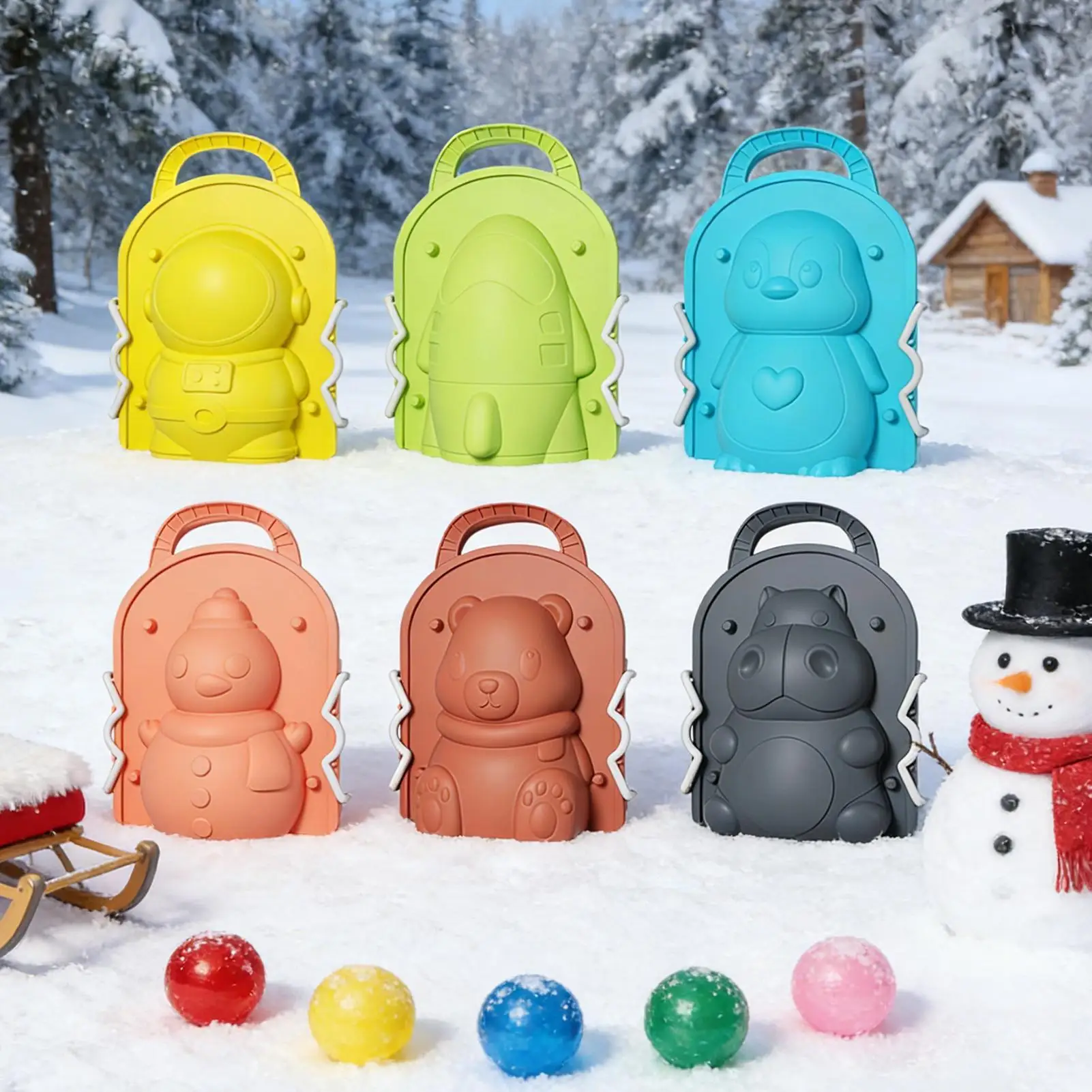 Creatore di palle di neve 6 pezzi Divertimento carino Shaper Giochi di neve Giocattoli per giochi Fare combattimento Spiaggia Natale Famiglia Inverno Tempo Cortile