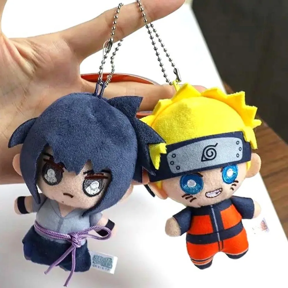 10cm 나루토 플러시 장난감 애니메이션 피규어 우치하 사스케 귀여운 인형 키링 배낭 참 장식 어린이 생일 크리스마스 선물