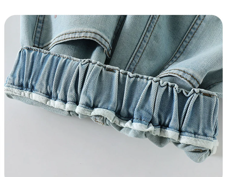 Sommerliche, weiche Lyocell-Jeans für Mädchen, ausgestellter Schnitt, dünne Bootcut-Jeans, Denim-Hose für Teenager, Kinder-Tencel-Jeans mit Schleife. – Detail 9
