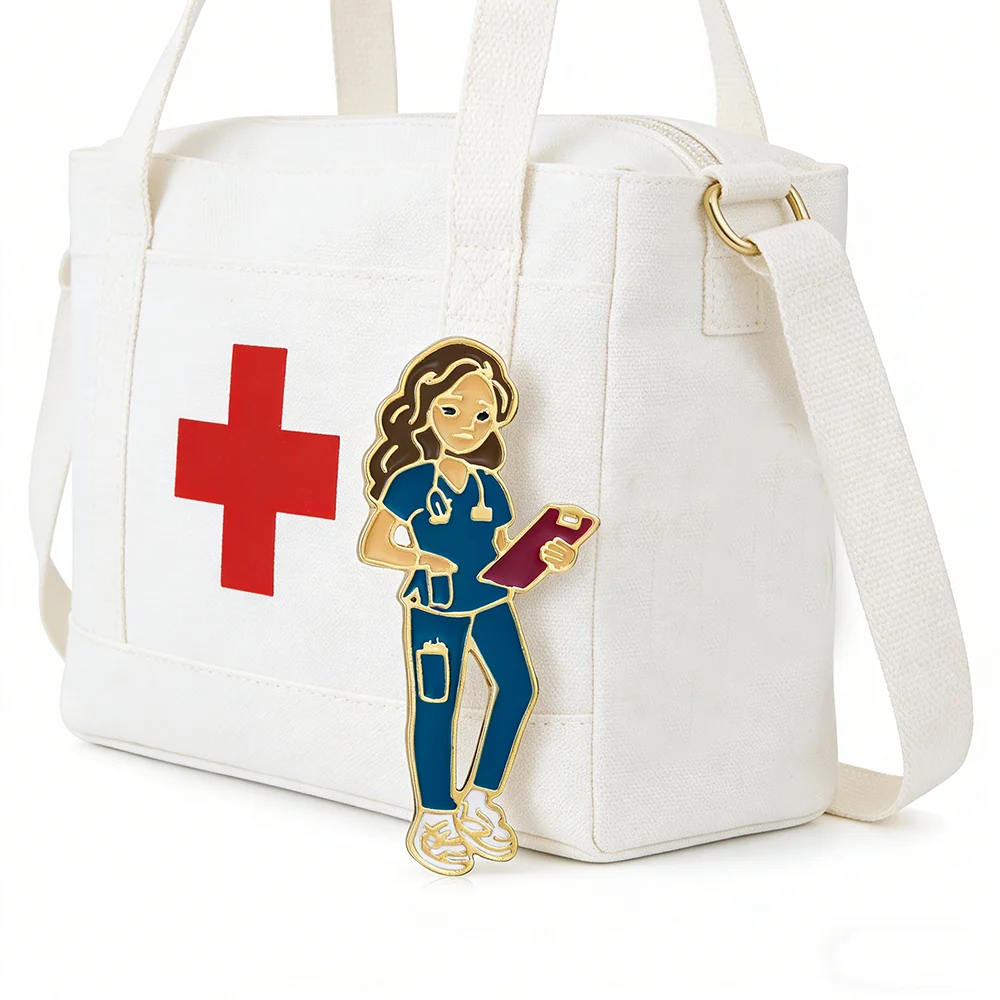 Catuni Cute Nursing Enamel Pin Brooch for Nurse Student Medical RN Lapel Lanyard Bag Coat Accessories Gift for Women Colleagues