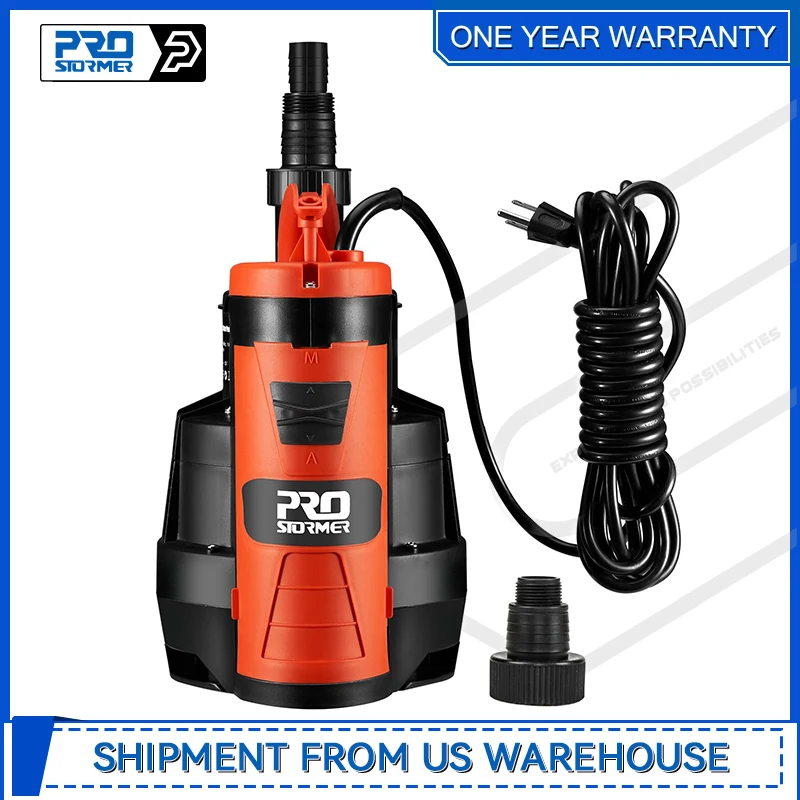 

3500 GPH 1HP Submersible Clean Dirty Water Pump with Build-in Float Switch for Pool Flooded Cellar and Irrigation By Prostormer