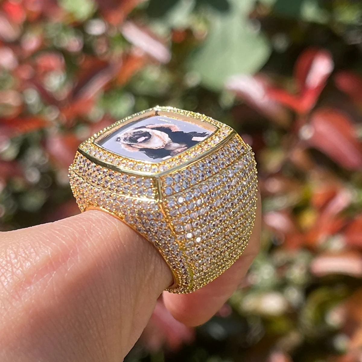 Bubble Letter Custom Photo Ring for Men Iced Out Prong Setting Hip Hop Jewelry 2023 Trend view 4