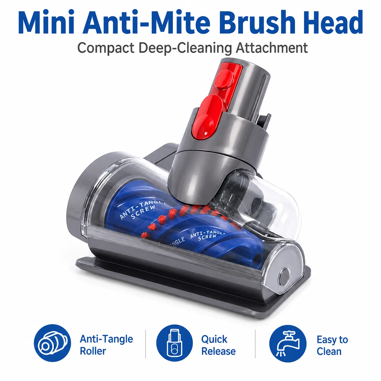 Anti Mite Vacuum Brush Head Attachment Compatible with V7 V8 V10 V11 V15 Cordless Vacuum Cleaner Mattress Sofa Deep Cleaning Too