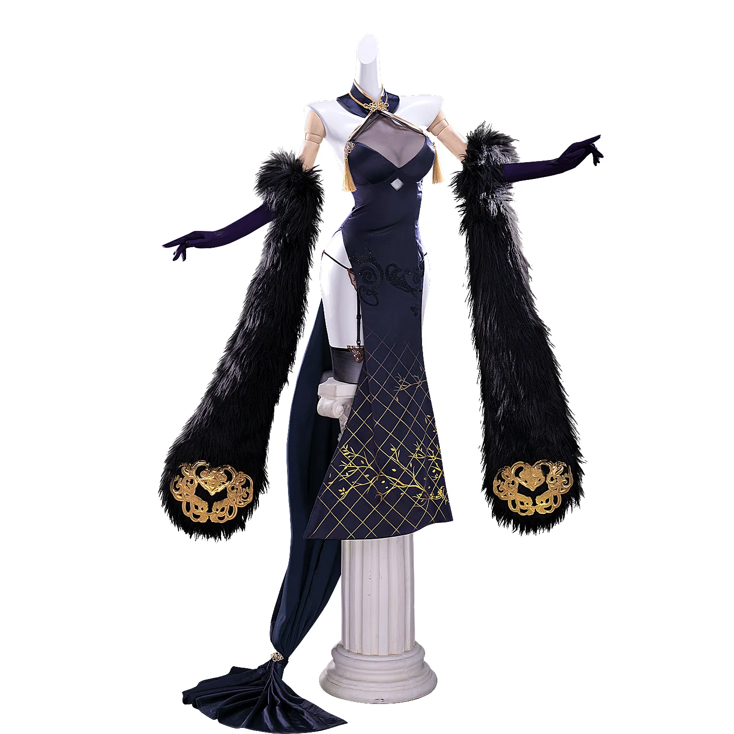 Game Cosplay Series: Azur Lane HMS Cheshire Cait Sith Crooner Cosplay Costume Sexy Qipao Women Dress Cheongsam Halloween view 5