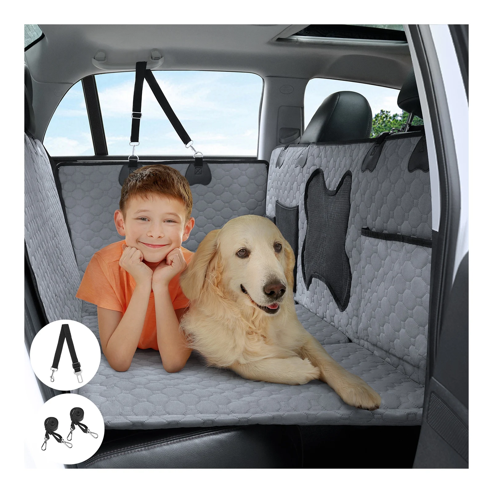 

Dog Car Seat Cover with Visible Mesh Window Extra Space Extended Waterproof Pet Travel Dog Carrier For Dogs Safety Pad