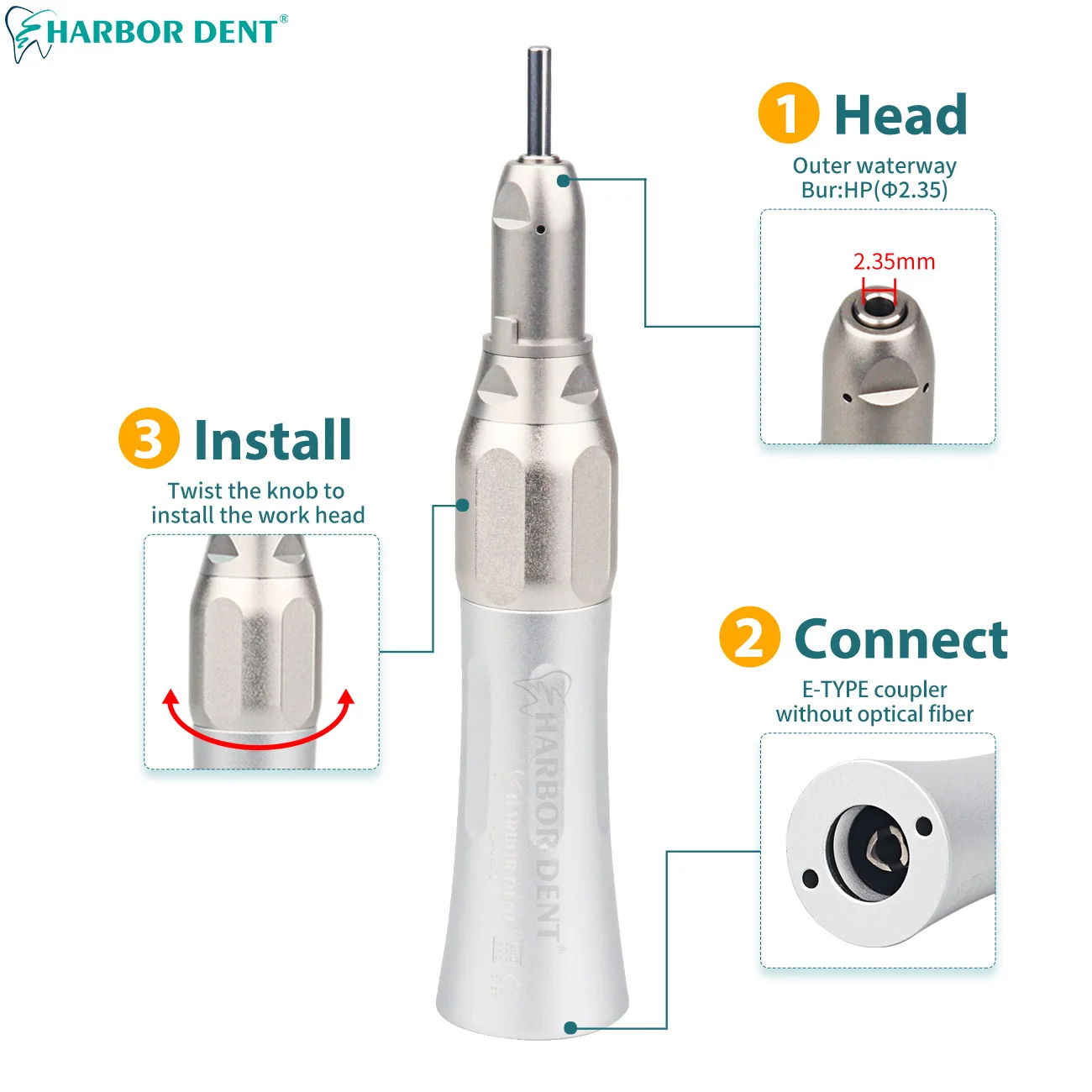 Низкоскоростной наконечник Dental FX с 2/4 отверстиями, 1:1 прямой привод, угловой мини-пневматический двигатель, стоматологический инструмент для полировки зубов