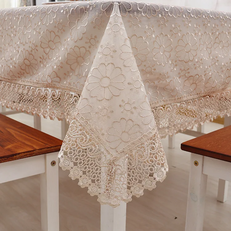 

Garden Flower Rectangular Table Cover Thickened Lace Tablecloth Table Cloth TV Cabinet Tea Table Cloth Dust Cover