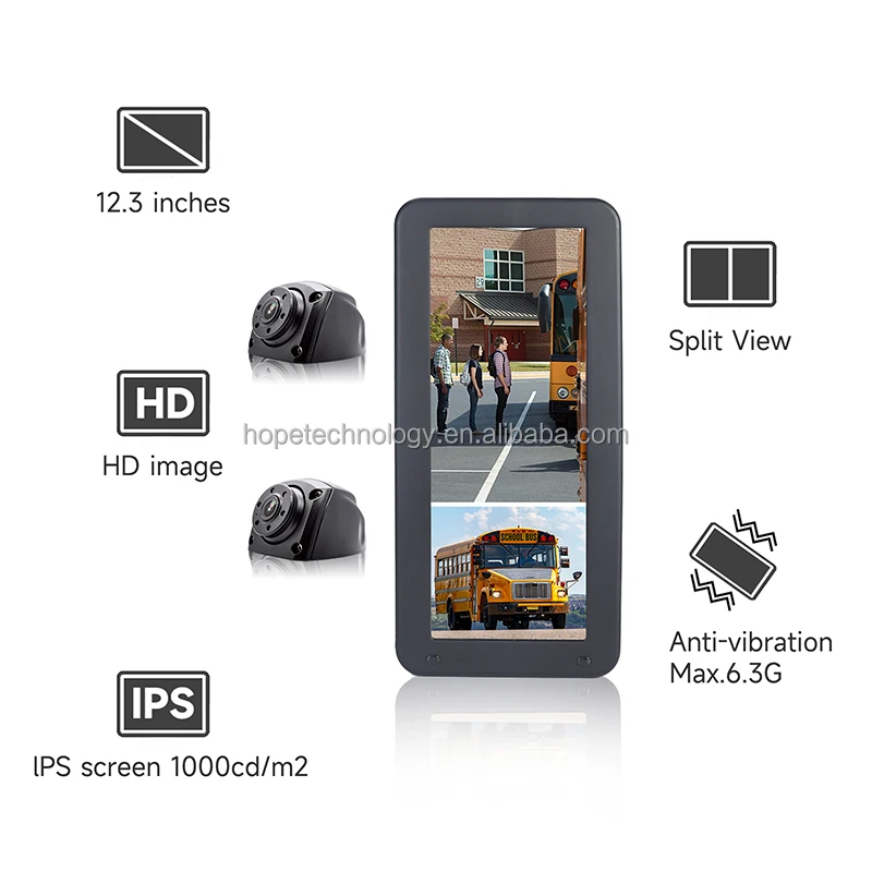 Wholesale 2 Split Screen 1080P 12.3 Inches LCD Bus Side Electronic Rearview Mirrornew
