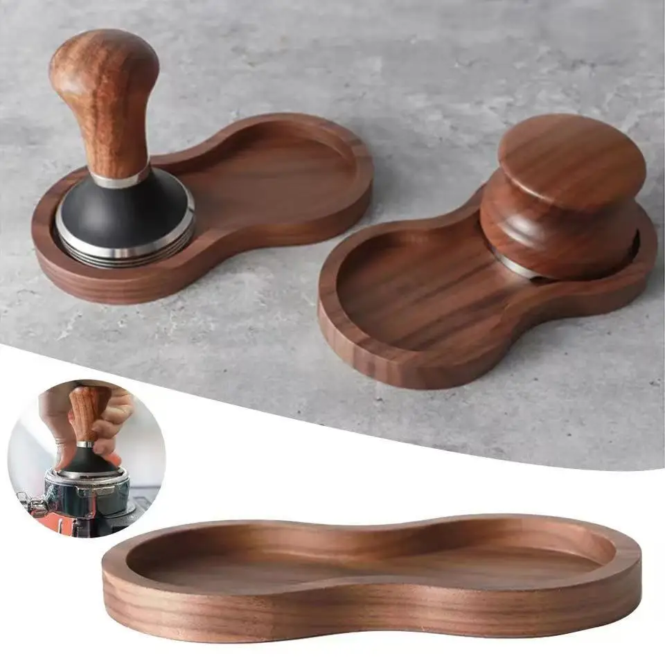 Walnut Espresso Coffee Tamper Station  for 51mm/53mm/58mm Fluted Tampering Holder Corner Coffeeware Tamping Accessories