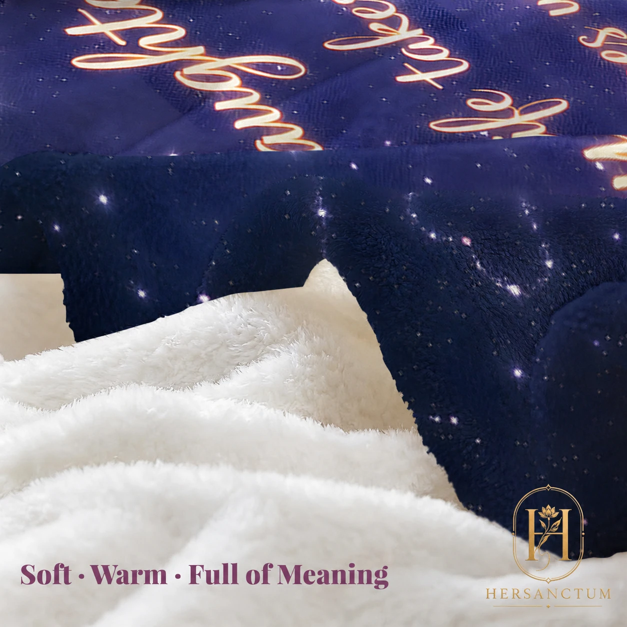 Hersanctum 280g Flannel Throw Blanket Warm To My Daughter Love Letter Starry Sky Print Gift from Mom Sofa Bedroom Nap Home Decor