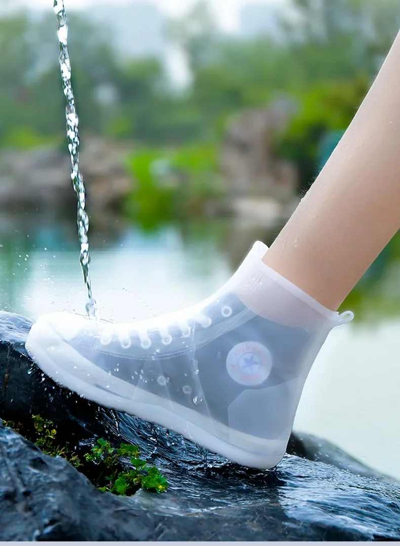 rain shoe cover reusable Silicone Tall tube intensification anti-slip Children\'s outdoor rain shoes cubre calzado impermeable