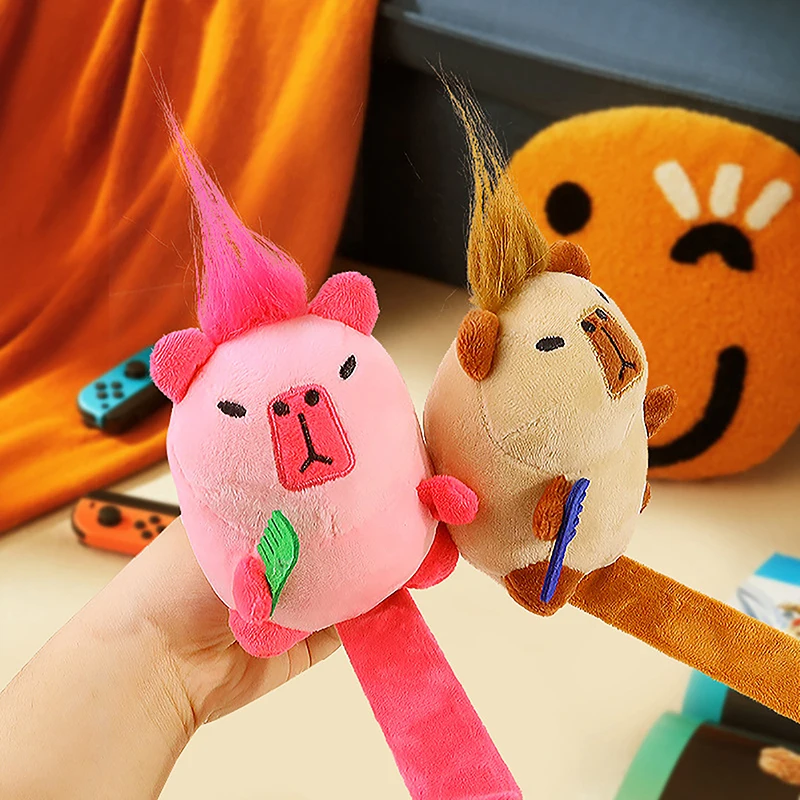 1PC Kids Gift Funny Comb Capybara Clap Circle Toys Snap Wrap Wristband Kawaii Capybara Plush Doll Ornaments