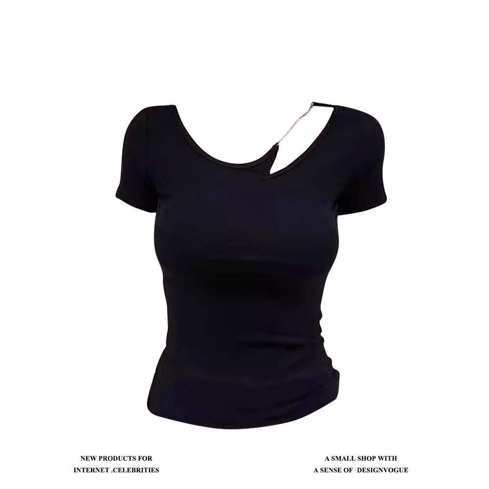 

Off Slim Fit ort Sve T-irt for Women Sexy Design Summer New Sle Casual Faion Thinming Effect Girl's Tee